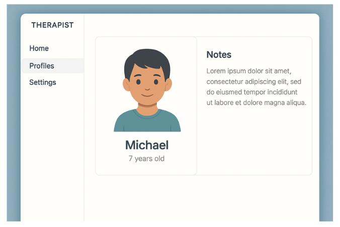 Therapist dashboard, therapist profile